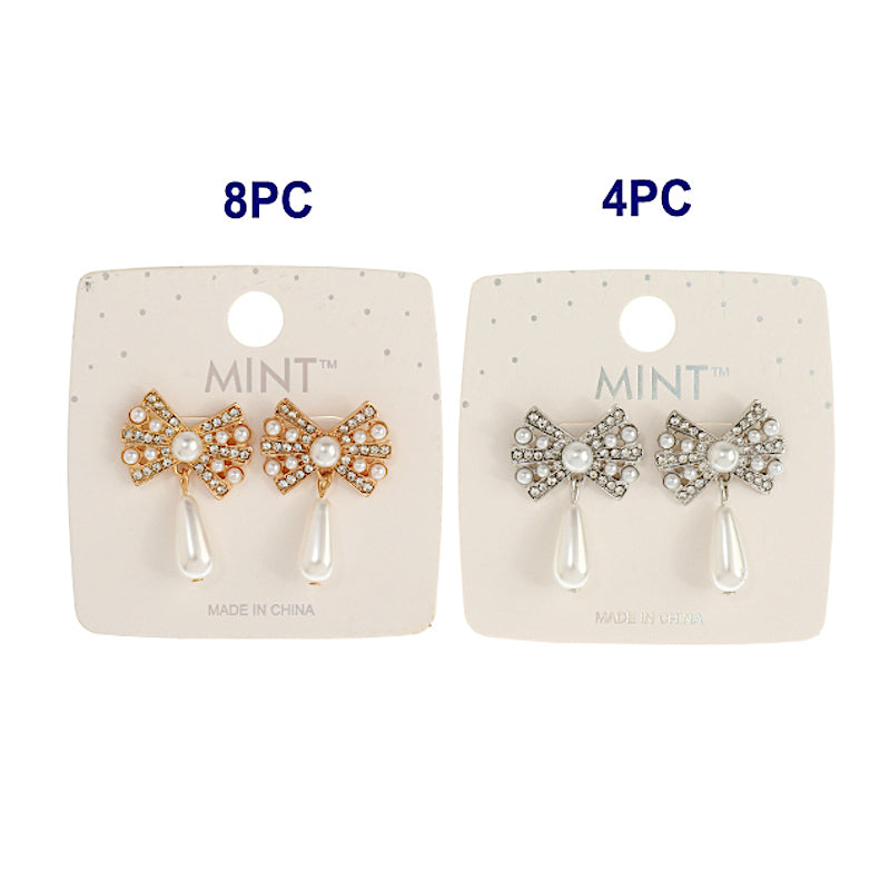 JAE42724 - Bow Pearl Drop Earring