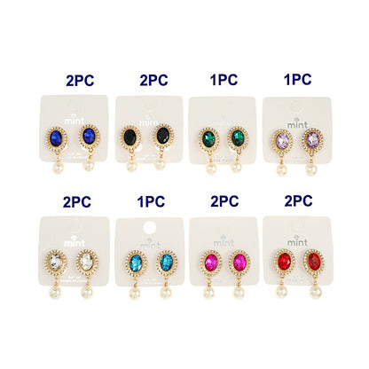 JAE42770C - Clip On Crystal Pearl Drop Earring