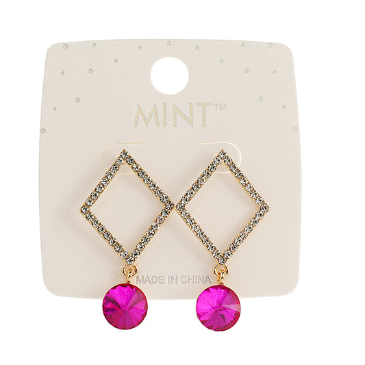 JAE42794 - Rhinestone Rhombus Earring