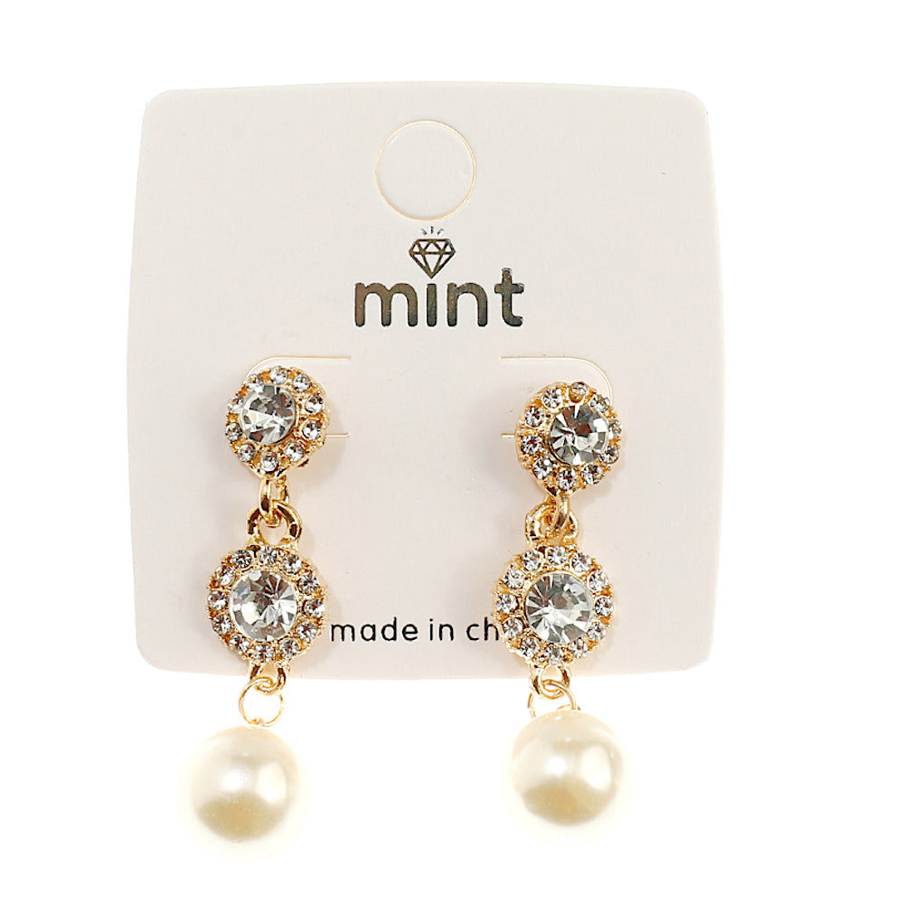 JAE42921 - Crystal Pearl Drop Earrings