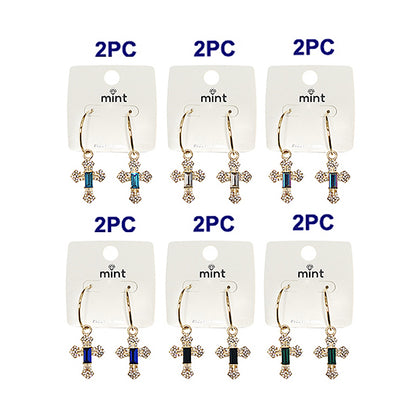 JAE43269 - Rhinestone Cross Hoops