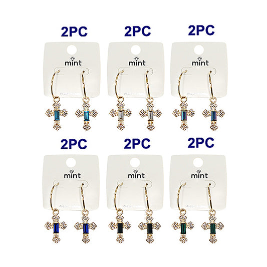 JAE43269 - Rhinestone Cross Hoops