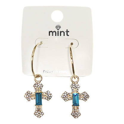JAE43269 - Rhinestone Cross Hoops