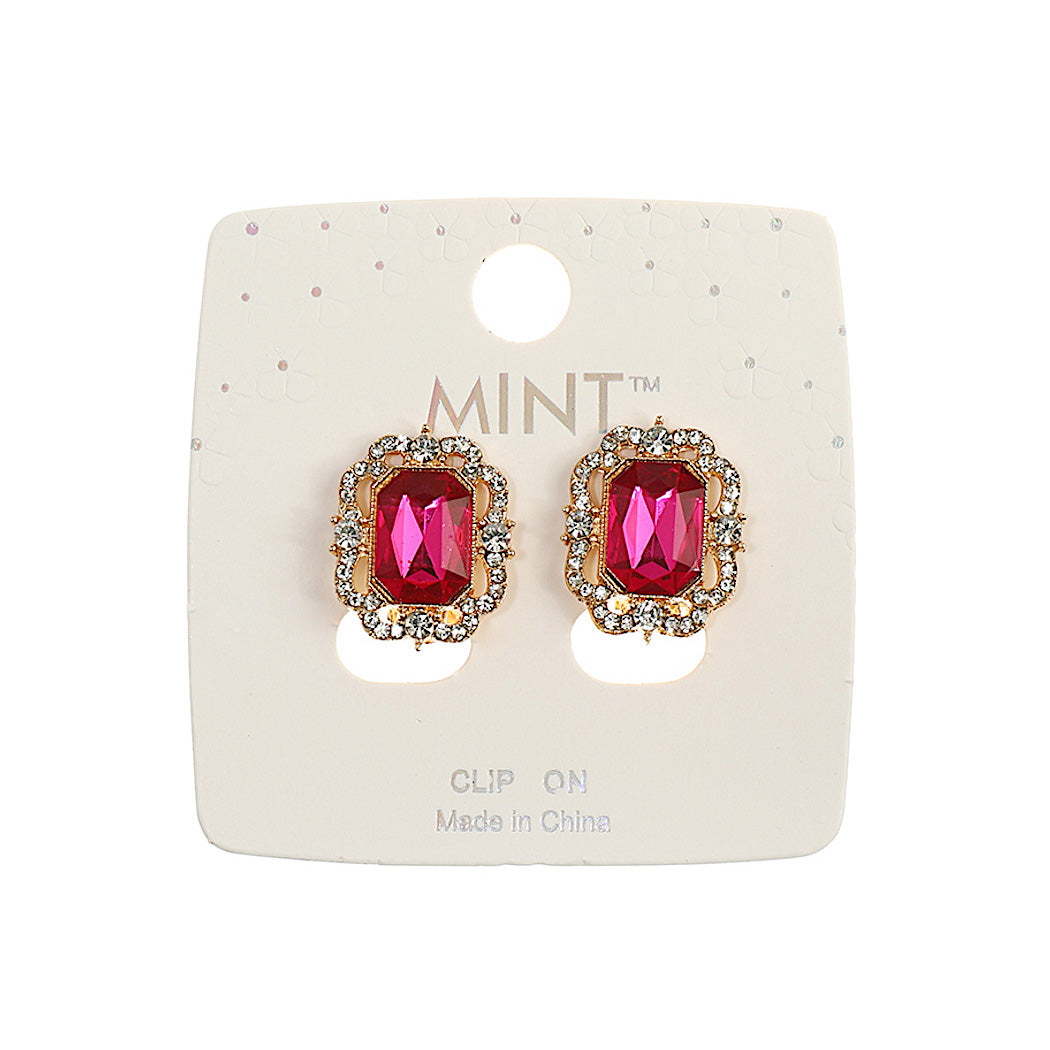 JAE43298C - Clip On Crystal Earring