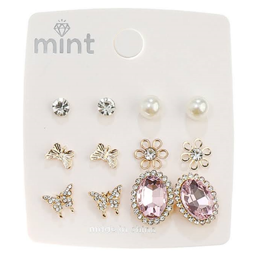 JAE43334 - 6 Pair Crystal Earring Set