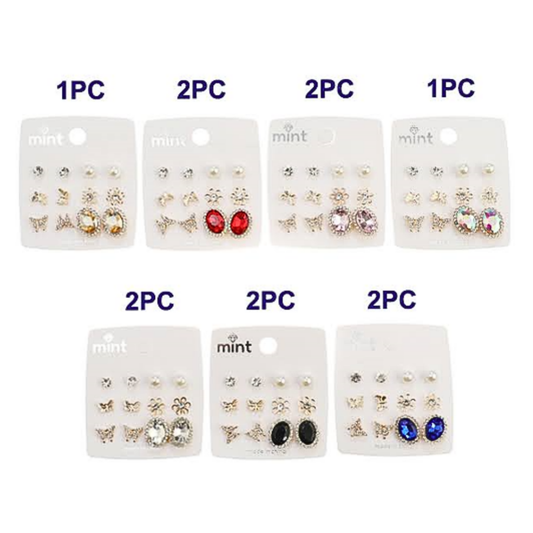 JAE43334 - 6 Pair Crystal Earring Set