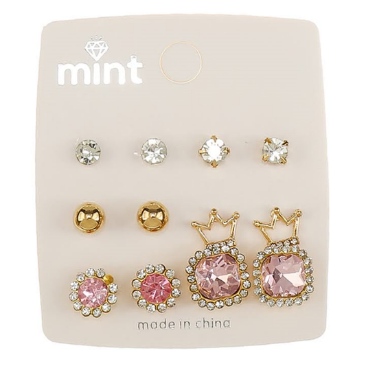 JAE43335 - 6 Pair Crystal Earring Set