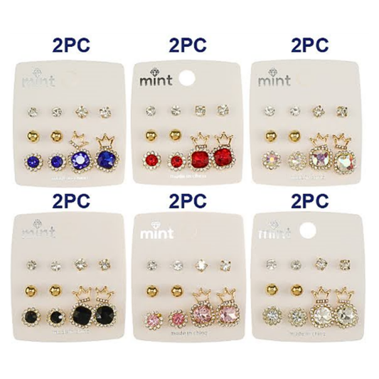 JAE43335 - 6 Pair Crystal Earring Set