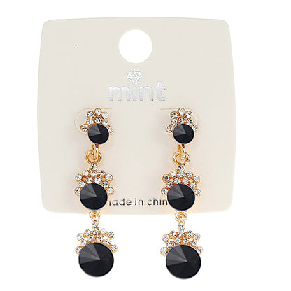 JAE43450BK - Rhinestone Black Drop Earring