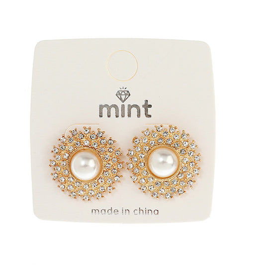 JAE43456 - Crystal Pearl Stud Earrings