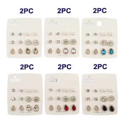 JAE43541 - 6 Pair Crystal Earring Set