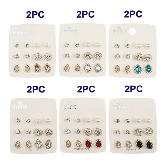 JAE43541 - 6 Pair Crystal Earring Set