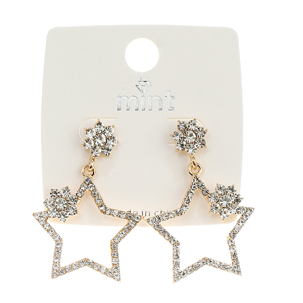 JAE43546 - Rhinestone Star Drop Earring