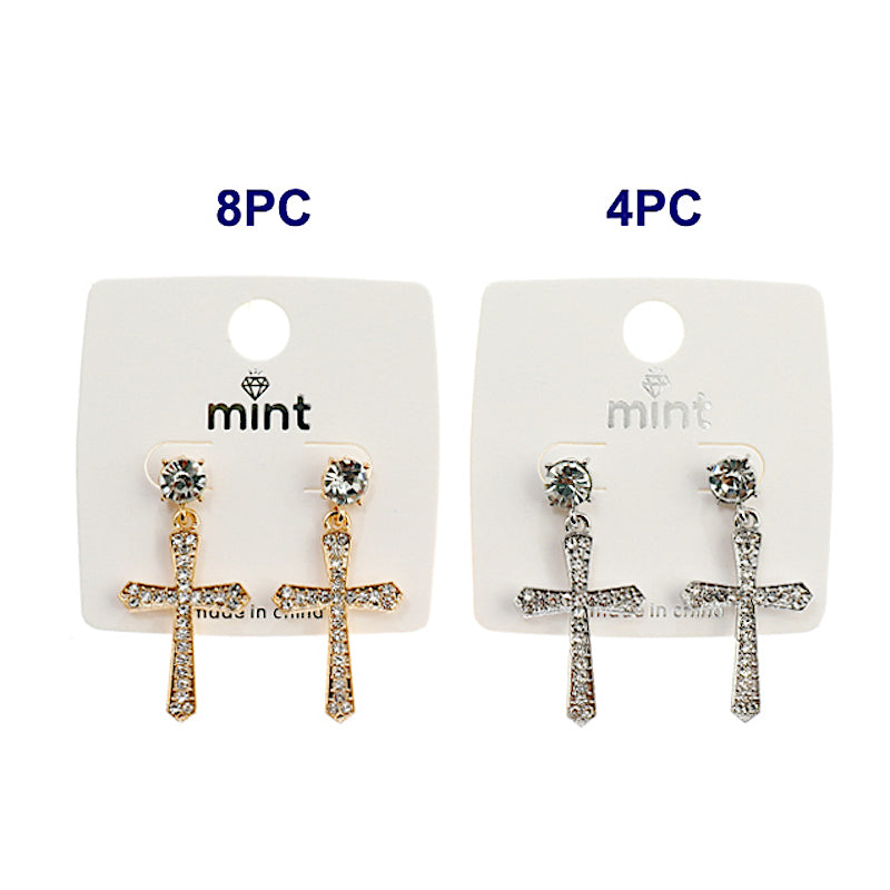 JAE43552 - Rhinestone Cross Earring