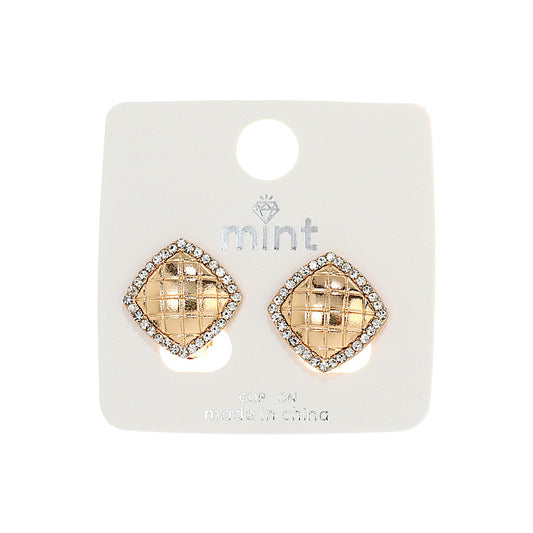 JAE43554C - Clip On Quilted Earrings