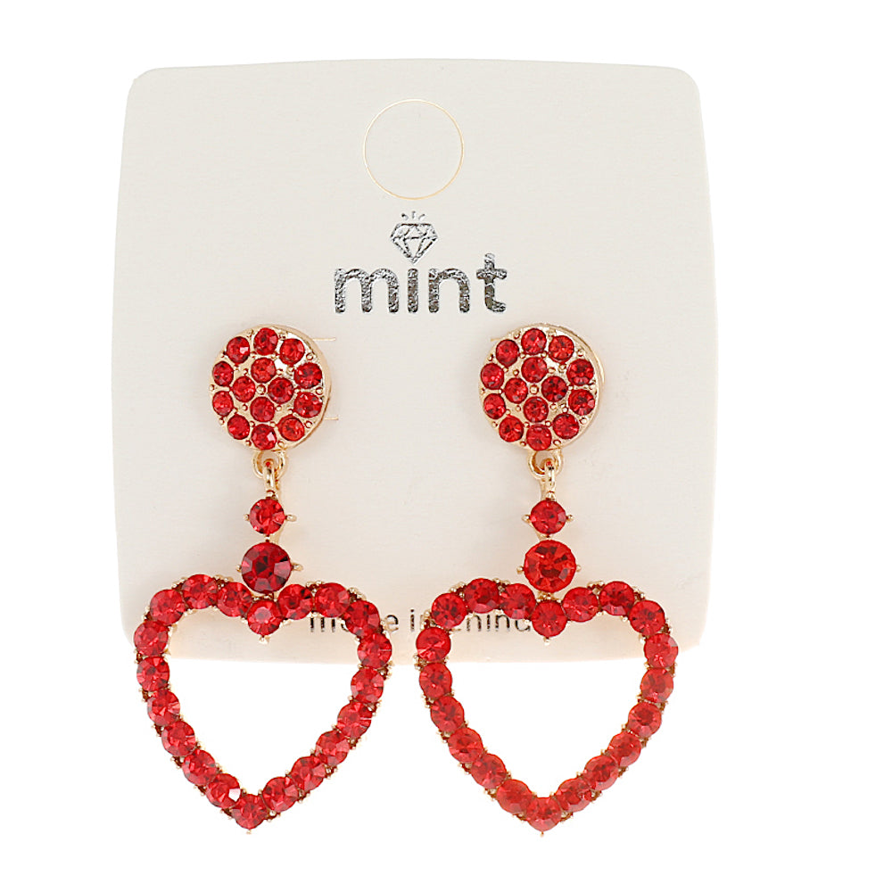 JAE43658 - Rhinestone Red Heart Earring