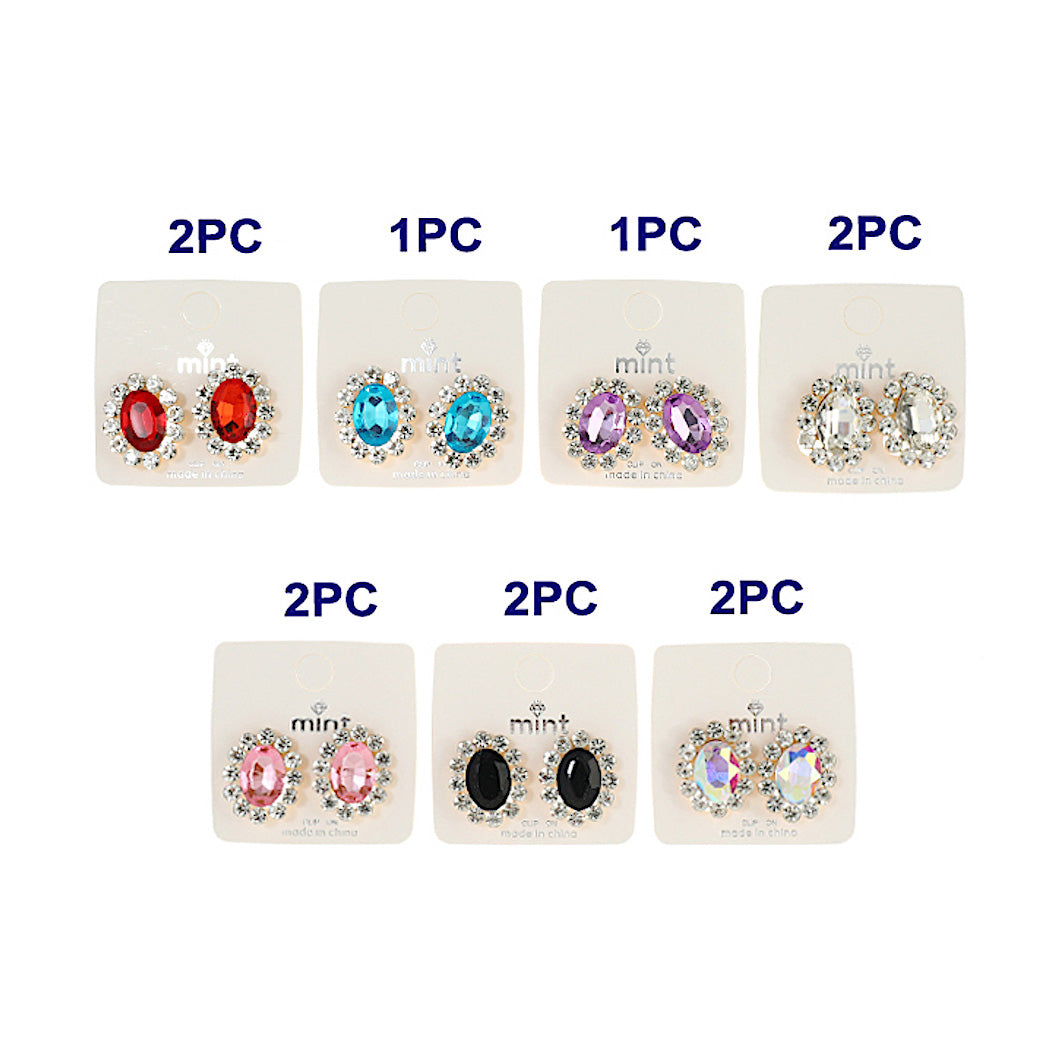 JAE43661C - Clip On Crystal Earrings