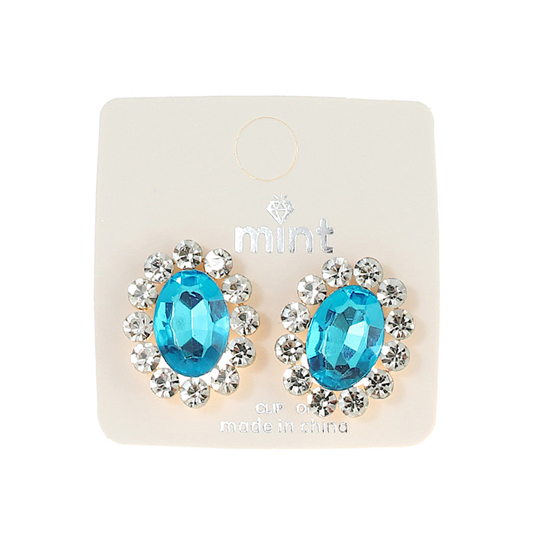 JAE43661C - Clip On Crystal Earrings