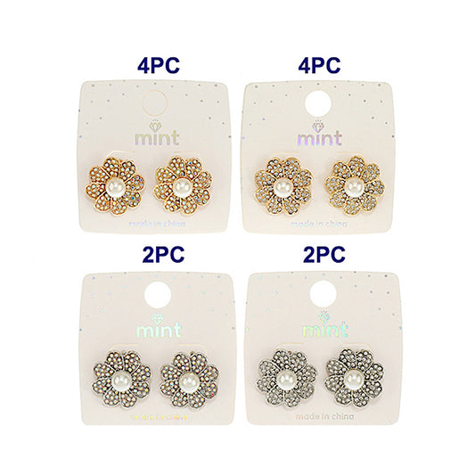 JAE43676 - Pavé Flower Post Earring