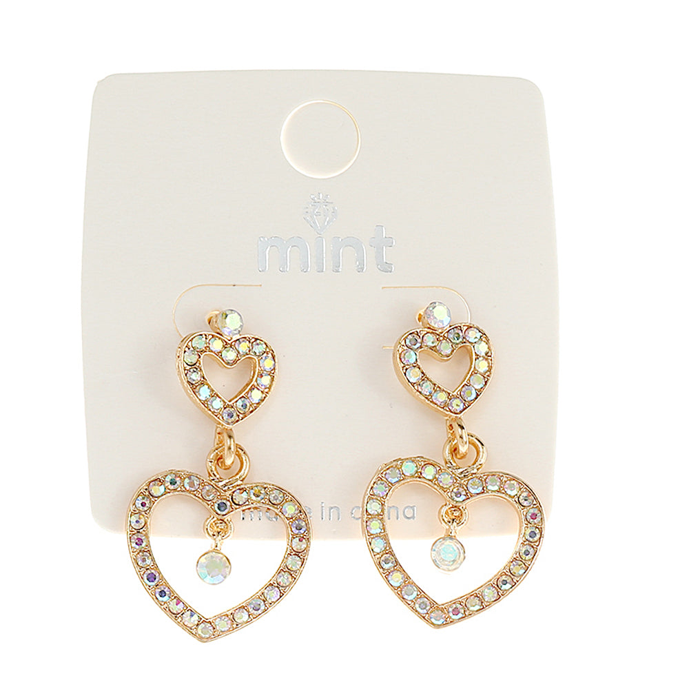 JAE43688 - Rhinestone Heart Earring