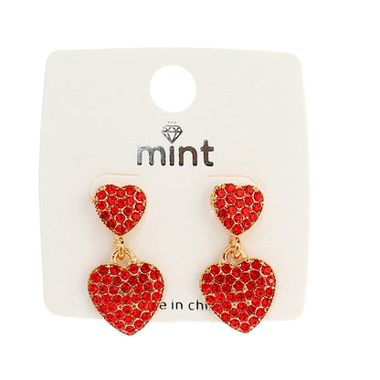 JAE43691 - Rhinestone Red Heart Earring