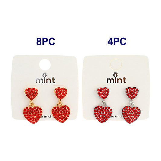 JAE43691 - Rhinestone Red Heart Earring