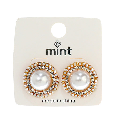 JAE43701 - Crystal Pearl Stud Earrings