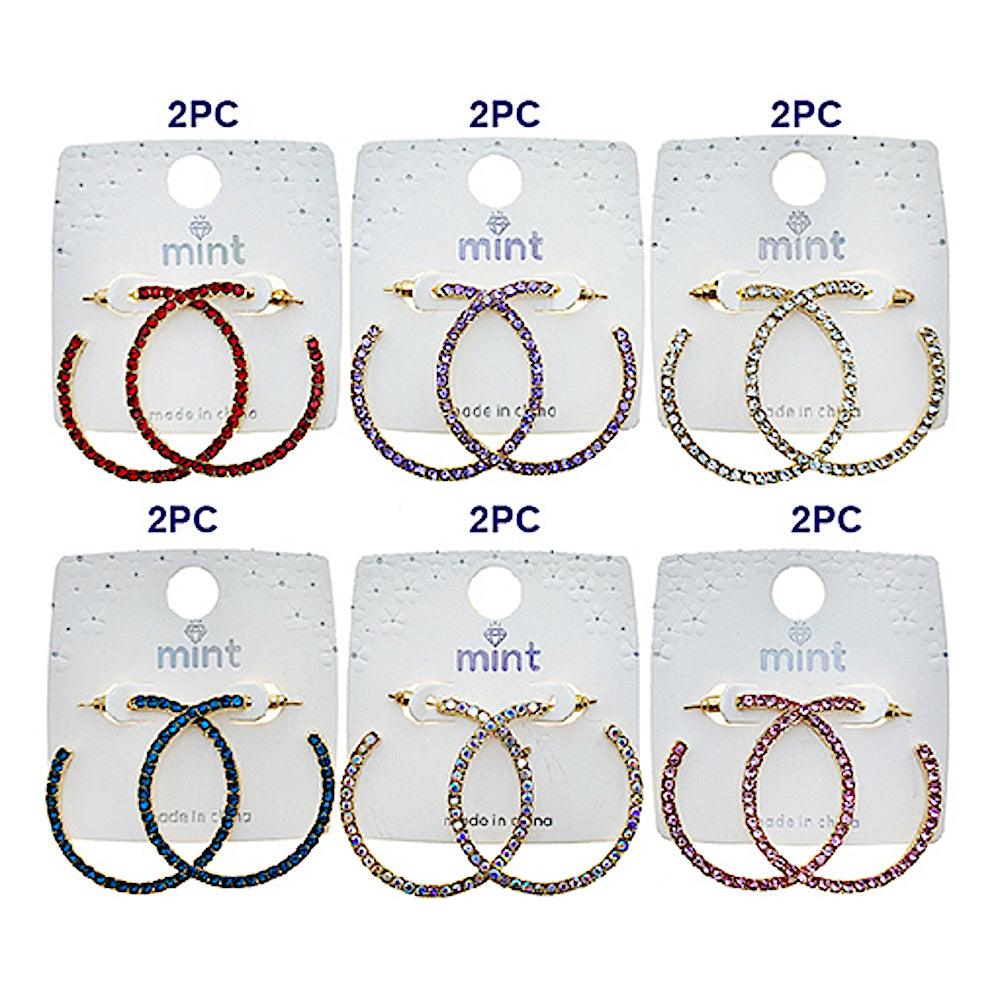 Colorful Rhinestone Pavé Hoops