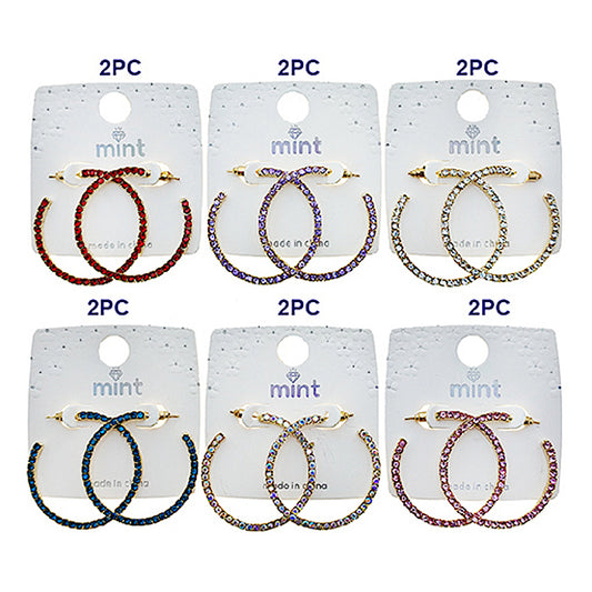 Colorful Rhinestone Pavé Hoops