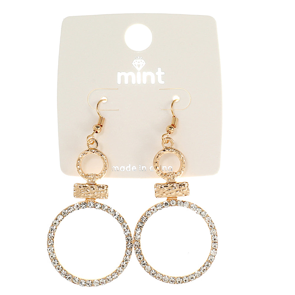 JAE43849 - Rhinestone Circle Metal Earring