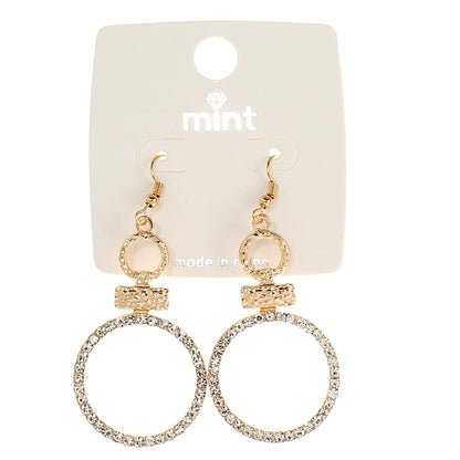 JAE43849 - Rhinestone Circle Metal Earring