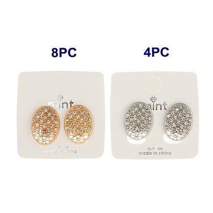 JAE43928C - Clip On Oval Rhinestone Earrings