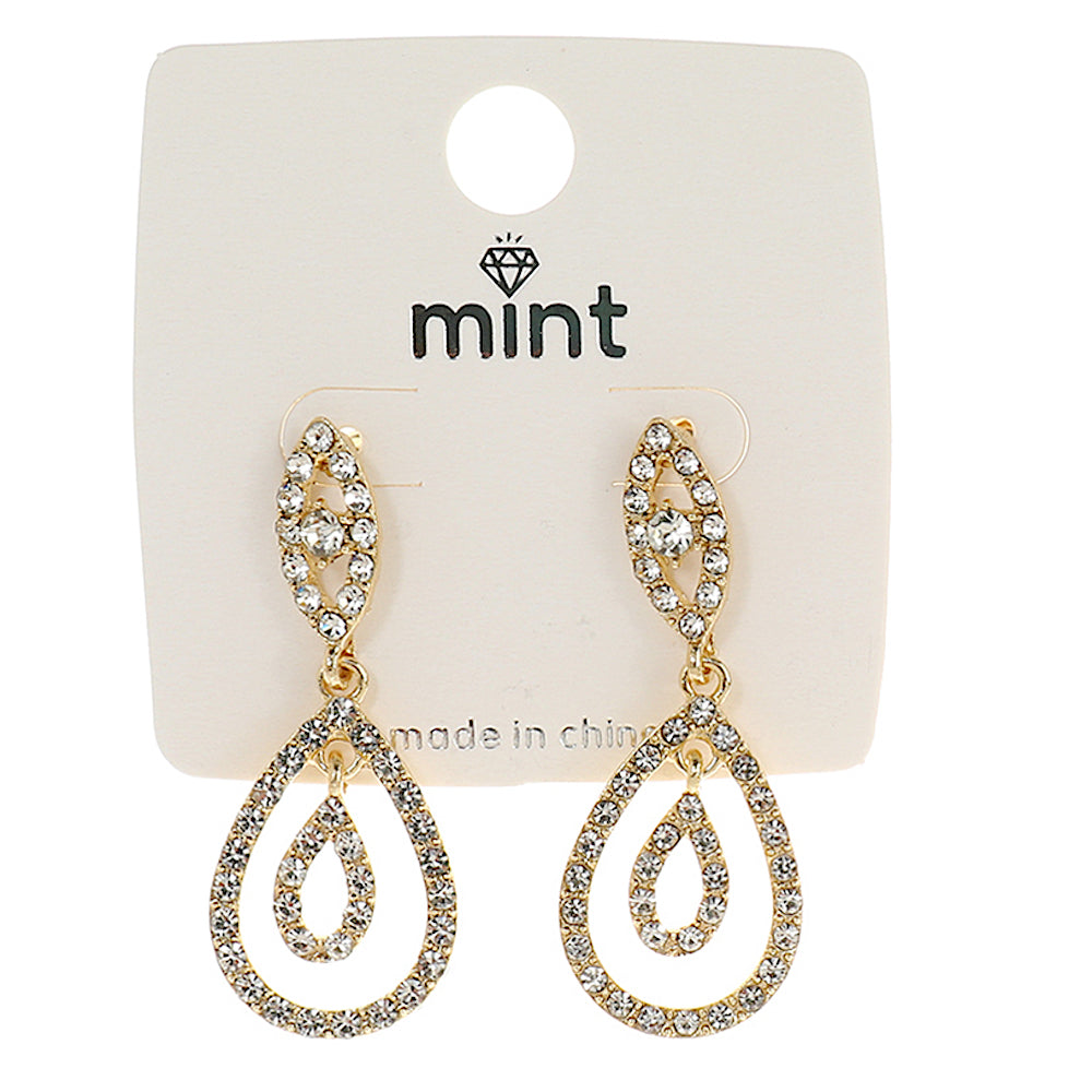 JAE43970 - Rhinestone Teardrop Earring