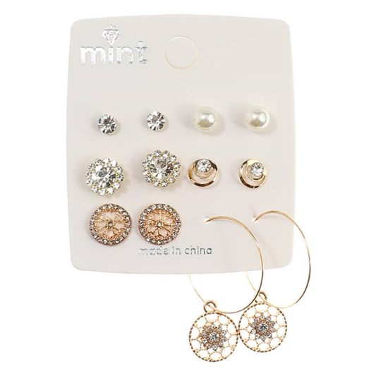 JAE44026 - 6 Pair Spider Web Earring Set
