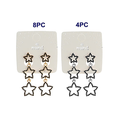 JAE44054BK - Black Rhinestone Star Drop Earring