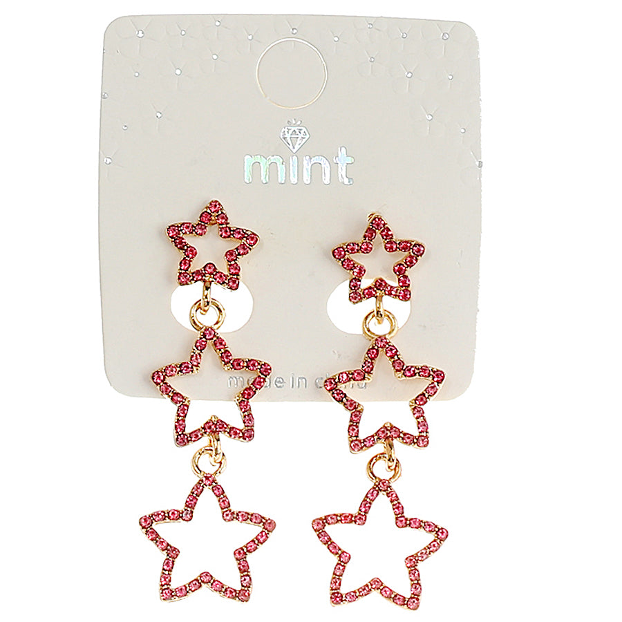 JAE44054 - Rhinestone Star Drop Earring