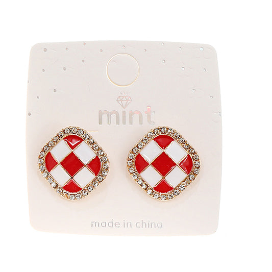 JAE44095 - Enamel Checkerboard Post Earring