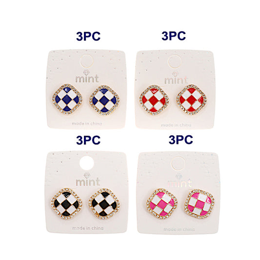 JAE44095 - Enamel Checkerboard Post Earring