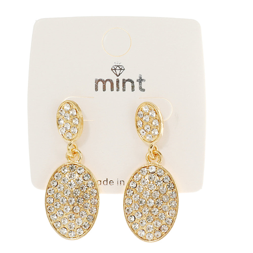 JAE44096 - Rhinestone Oval Earring