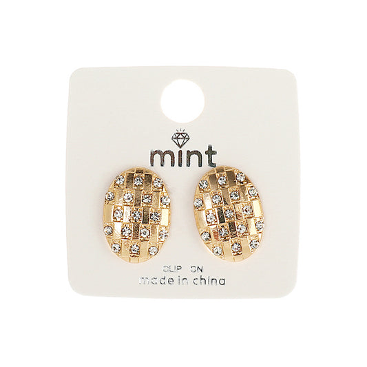 JAE44153C - Clip On Rhinestone Inlay Earrings