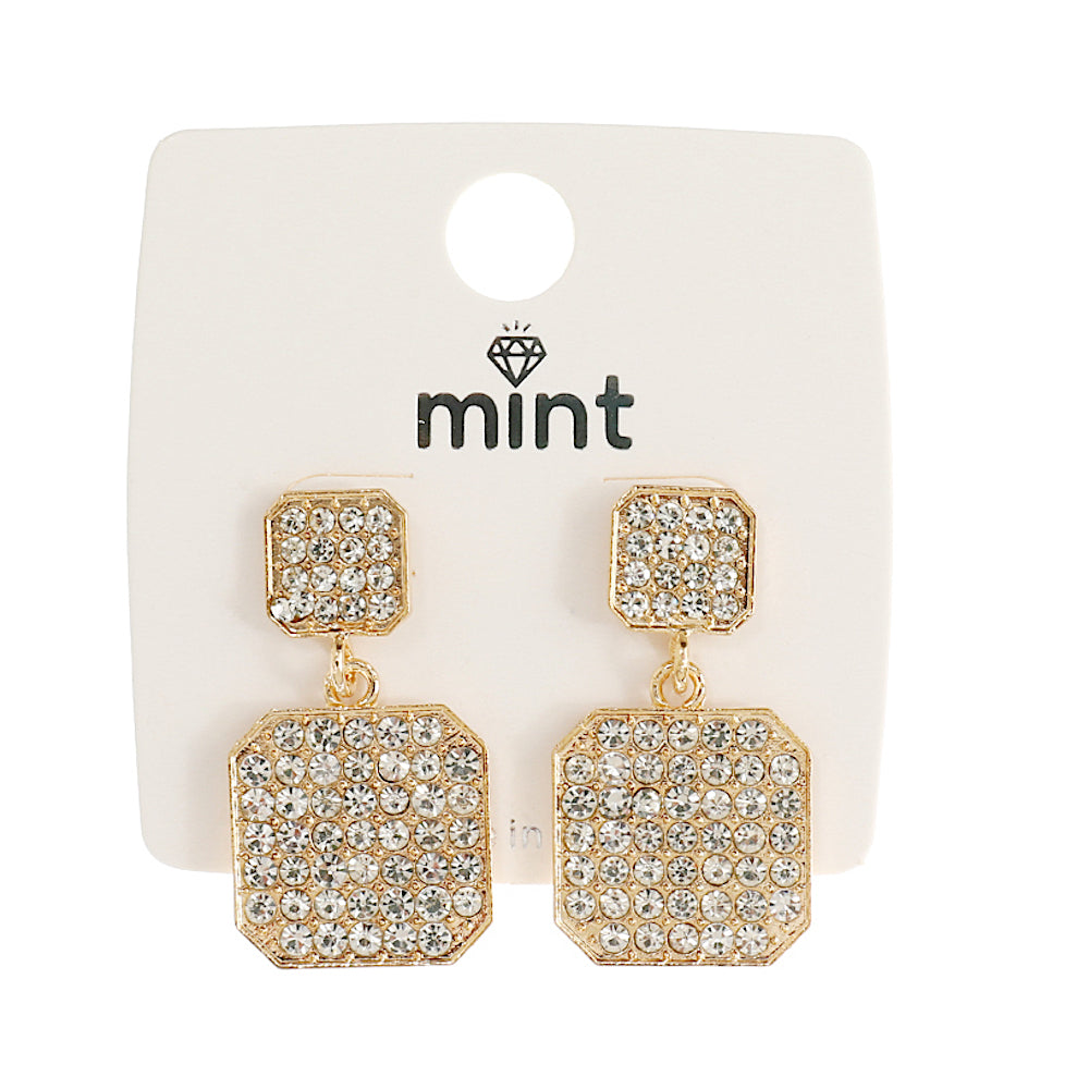 JAE44183 - Rhinestone Square Earring