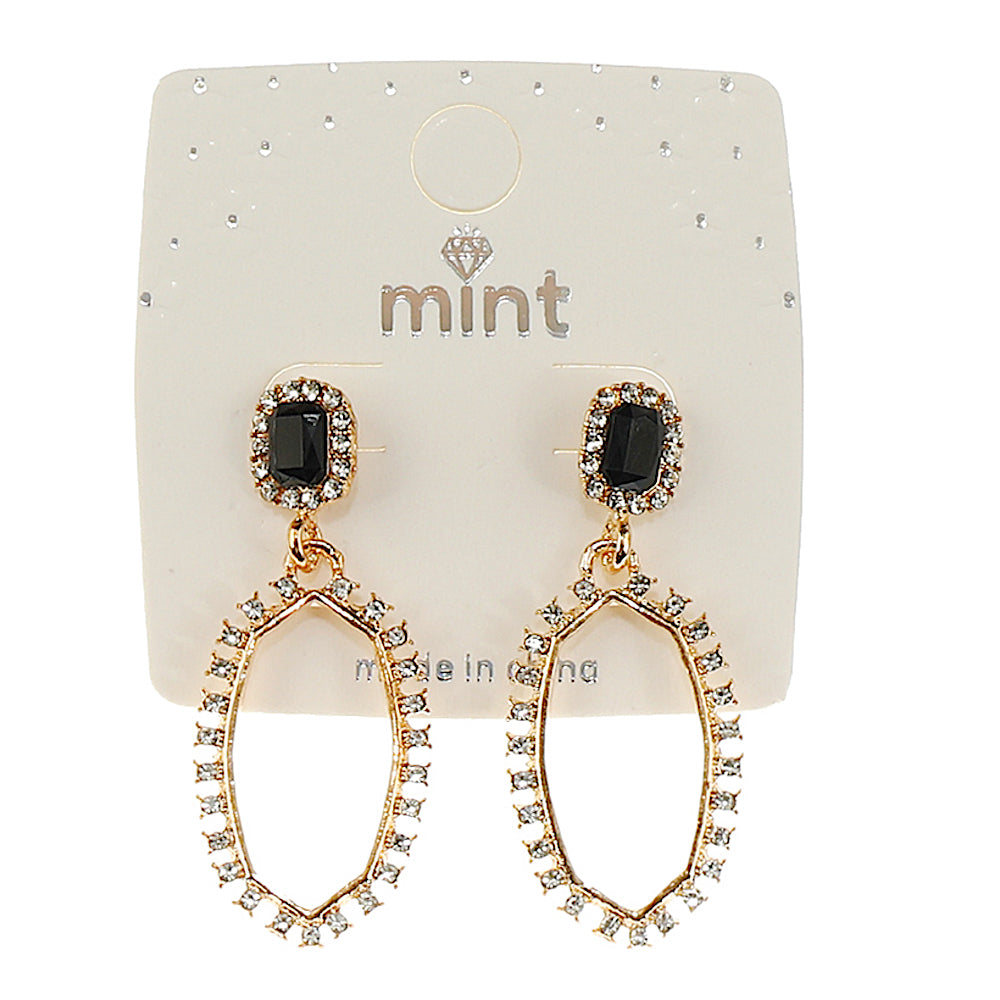 JAE44189 - Rhinestone Oval Earring