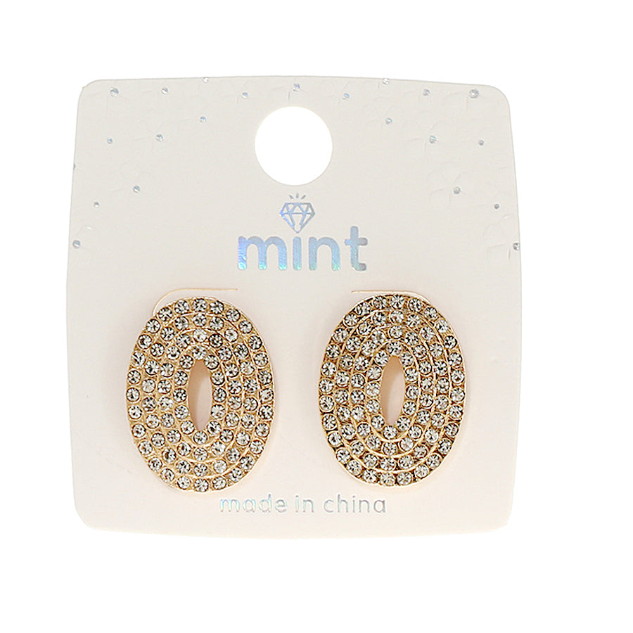 JAE44378 - Pavé Oval Post Earring