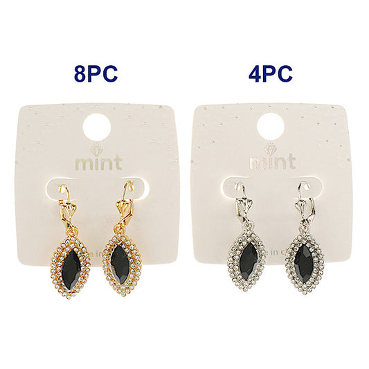 Black Marquise Leverback Earring
