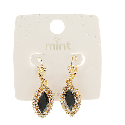 Black Marquise Leverback Earring