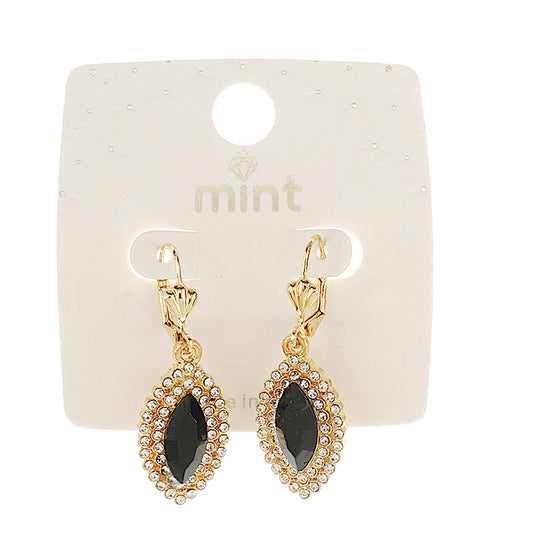 Black Marquise Leverback Earring
