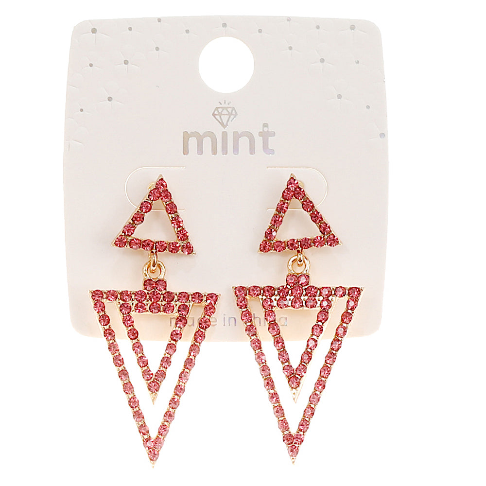 JAE44525 - Rhinestone Triangle Earring