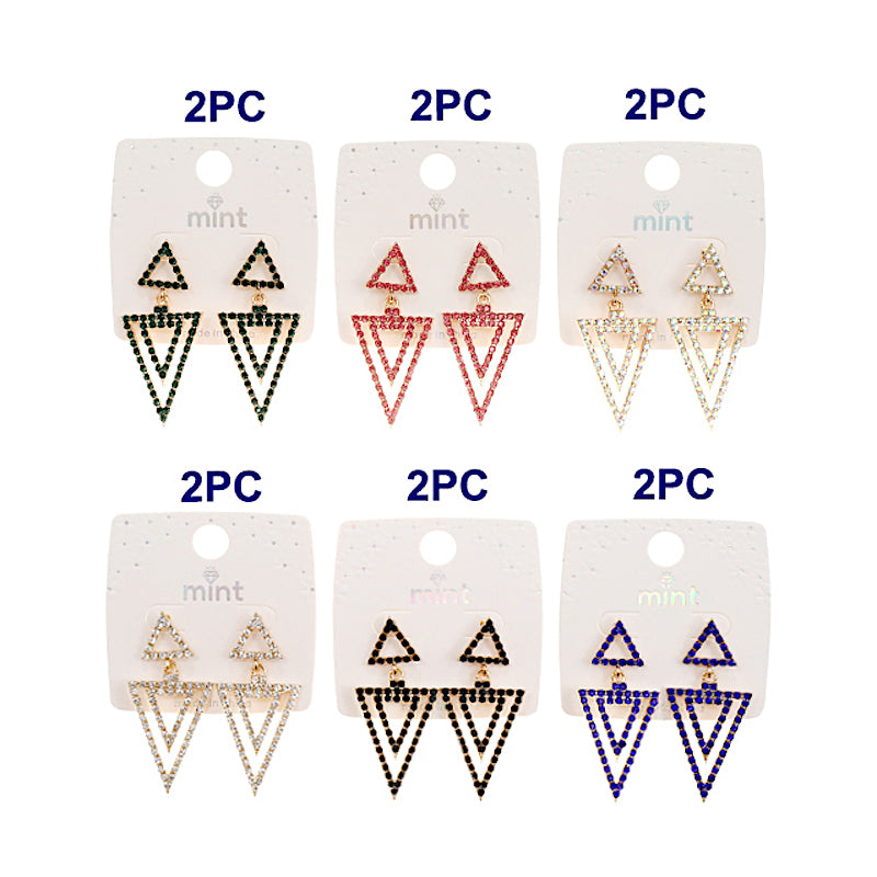 JAE44525 - Rhinestone Triangle Earring