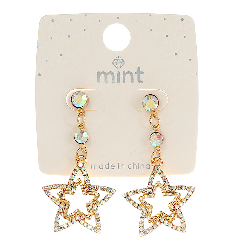 JAE44541 - Rhinestone Star Drop Earring