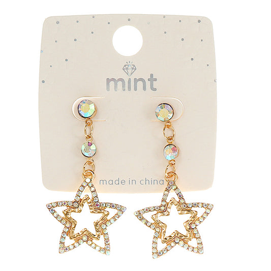 JAE44541 - Rhinestone Star Drop Earring